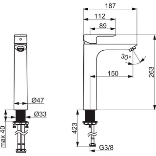 EHM Waschtischarmaturen hoch HANSABASIC 5547 Ausld. 150 mm DN15 chr – Bild 3