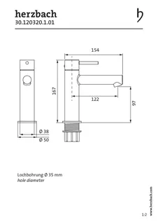 SIRO Waschtisch-Einlochbatterie M-Size ohne Ablauf Chrom – Bild 2