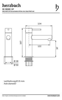 SIRO WHITE Waschtisch-Einlochbatterie M-Size ohne Ablauf Weiß matt – Bild 4