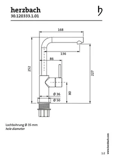 SIRO Waschtisch-Einlochbatterie L-Size Griff seitl. ohne Ablauf Chrom – Bild 2