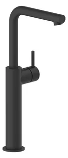 SIRO BLACK Waschtisch-Einlochbatterie XL-Size Schaft Griff seit. o Ablauf Schwarz matt