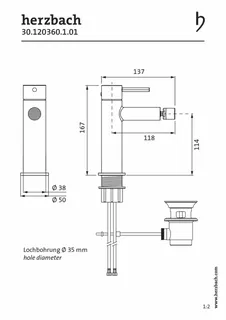SIRO Bidet-Einlochbatterie mit Ablauf Chrom – Bild 2