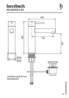 SIRO Waschtisch-Einlochbatterie L-Size mit Ablauf Chrom – Bild 2