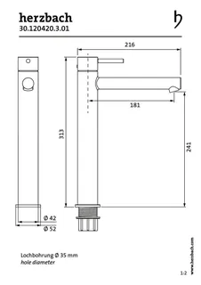 SIRO Waschtisch-Einlochbatterie XL-Size Schaft ohne Ablauf Chrom – Bild 2