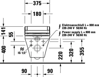 Duravit Dusch-WC Sitz SensoWash Classic,Weiß 375x520 mm,für DuraStyle – Bild 4