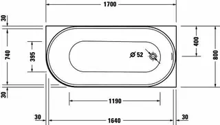 Duravit DuraSenja Badewanne Ecke rechts,Weiß,Acryl 1700x800x585 mm,Oval,RS 2,incl.FG u.AÜL – Bild 4