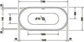 Duravit DuraSenja Badewanne Freisteh,Oval,Weiß,Acryl 1700x800x585,RS 2,incl.FG u.AÜL-Garn. – Bild 4