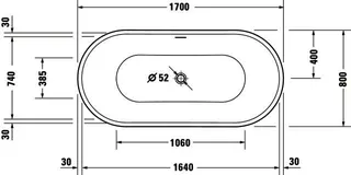Duravit DuraSenja Badewanne Freisteh,Oval,Weiß,Acryl 1700x800x585,RS 2,incl.FG u.AÜL-Garn. – Bild 5