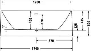 Duravit DuraFoga Badewanne Freistehend, Weiß,Acryl 1700x700x600 mm,RS 2,incl.FG u.AÜL-Garn