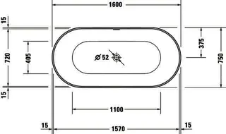 Duravit DuraKanto,BW Freisteh,Oval,Weiß,Acryl 1600x750x590mm,RS 2,incl.FG u.AÜL-Garn – Bild 5
