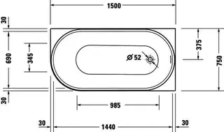 Duravit DuraSenja Badewanne Ecke rechts,Weiß,Acryl 1500x750x585 Oval,RS 2,incl.FG u.AÜL – Bild 4