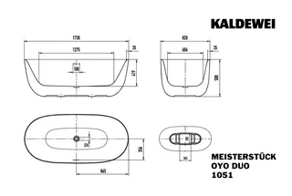 Kaldewei Badewanne MEISTERSTÜCK OYO DUO Mod.1051-4032 ,1730x820mm,alpwe,PEFF,AS,SAD,KA4032 – Bild 3