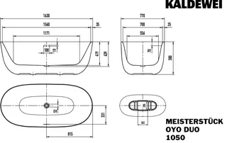 Kaldewei Badewanne MEISTERSTÜCK OYO DUO Mod.1050-4034 ,1630x770mm,cool grey 30,SAD,KA4034 – Bild 3