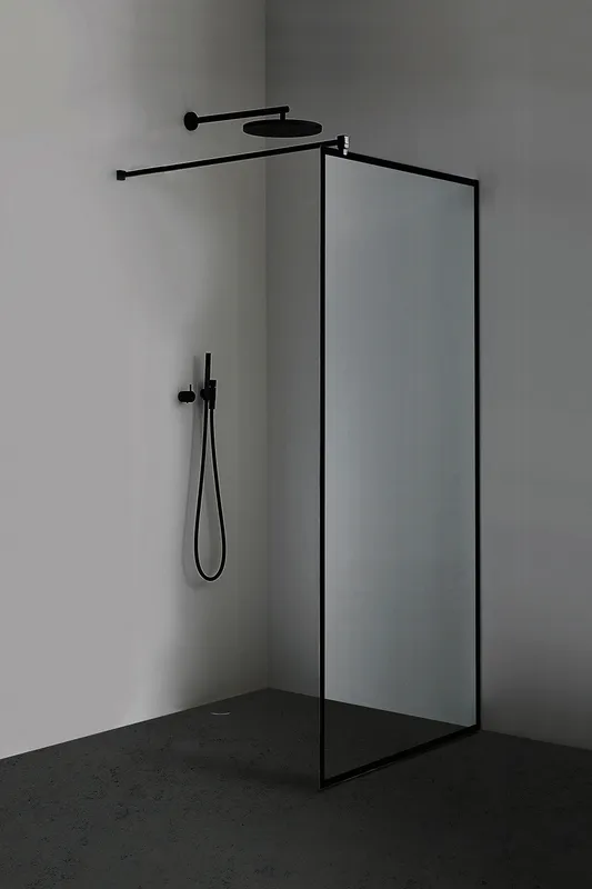 Walk-In 1200x2100mm 8mm Querbügel more4YOU 2.0 Black Frame, Clean