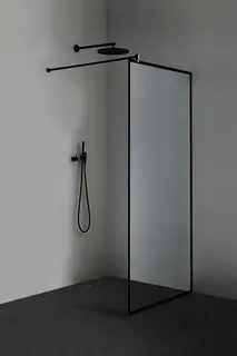 Walk-In 1200x2100mm 8mm Querbügel more4YOU 2.0 Black Frame, Clean