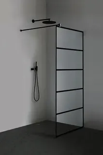 Walk-In 1200x2100mm 8mm Querbügel more4YOU 2.0 Black Stripes, Clean