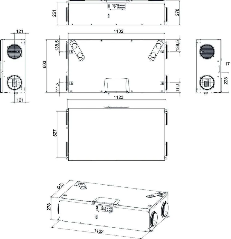 Kermi x-well F270 LH Wohnraumlüftungs. mit Vorheizregister, Ausführung links