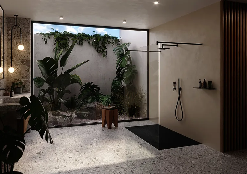 Duschwanne 1400/1000 Ablf. schmale Seite design4YOU anthrazit matt