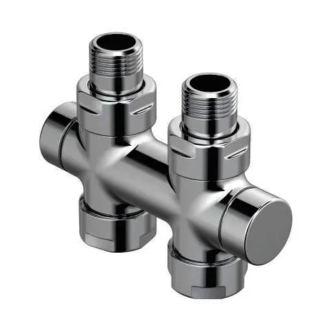 Zehnder Zubehör Hahnblock Typ S Anschluss 50mm, Durchgangsform, chrom