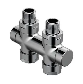 Zehnder Zubehör Hahnblock Typ S Anschluss 50mm, Durchgangsform, chrom