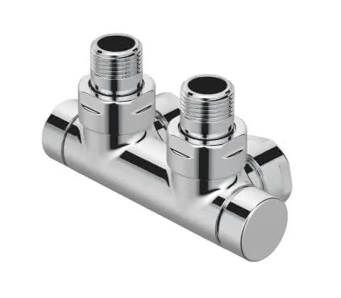 Zehnder Zubehör Hahnblock Typ T Anschluss 50mm, Eckform, chrom