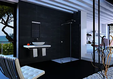 Walk-In GT Select+Wandprofil ESG AP design4YOU 3.0 100/re H2000 schw. matt