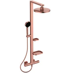 Ideal Standard Duschsystem CerathermAlu+ m.Brauseth. 2 Ablagen, 2F-HB und 2F-Kopfbrause Rose