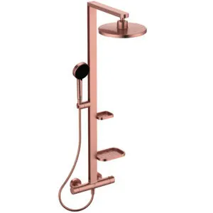 Ideal Standard Duschsystem CerathermAlu+ m.Brauseth. 2 Ablagen, 2F-HB und 2F-Kopfbrause Rose