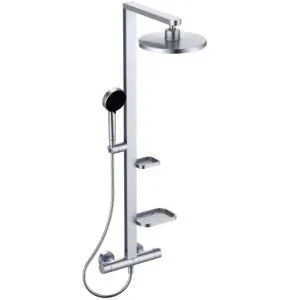 Ideal Standard Duschsystem CerathermAlu+ m.Brauseth. 2 Ablagen, 2F-HB u. 2F-Kopfbrause Silver