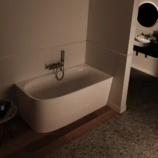Ideal Standard D-Form-Badewanne DEA f.Wandanbindung, rechts, m.Ablauf 1500x750x610mm Weiß – Bild 4