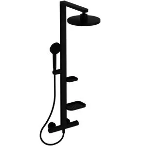 Ideal Standard Duschsystem CerathermAlu+ m.Brauseth. 2 Ablagen, 2F-HB u.2F-Kopfbr. Silk Black