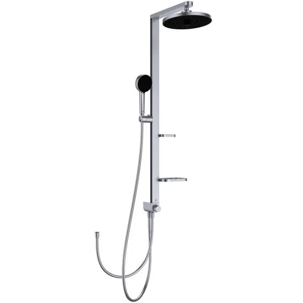 Ideal Standard Duschsystem Ceratwist Alu+ o.Arm., m.2 Ablagen,2F-HB u.2F-KB Silver