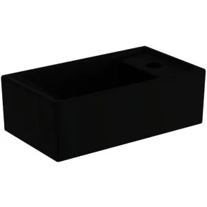Ideal Standard Handwaschbecken i.life S 1 Hahnloch ohne Überlauf Ablg.rechts 370x210x120mm Schwarz