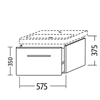 sanibel 5001 Waschtisch-Unterbau KF21167 Griff 1 Auszug 575x375x455mm Sandgrau-Matt – Bild 2