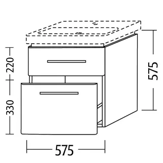 sanibel 5001 Waschtisch-Unterbau KF20237 Griff 2 Auszüge 575x575x455mm Eiche-Nebraska – Bild 3
