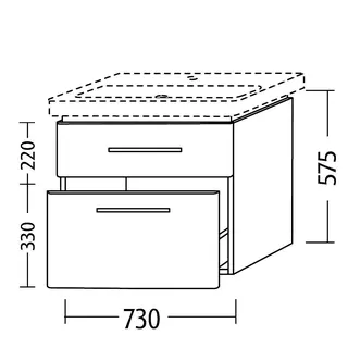 sanibel 5001 Waschtisch-Unterbau KF20450 Griff 2 Auszüge 730x575x455mm Eiche-Tabak – Bild 2