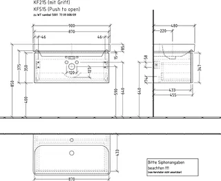 sanibel 5001 Waschtisch-Unterbau KF21578 Griff 1 Auszug 870x375x455mm Weiß-Glanz – Bild 2