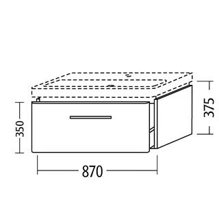 sanibel 5001 Waschtisch-Unterbau KF21578 Griff 1 Auszug 870x375x455mm Weiß-Glanz – Bild 3