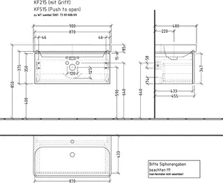 sanibel 5001 Waschtisch-Unterbau KF21550 Griff 1 Auszug 870x375x455mm Eiche-Tabak – Bild 3