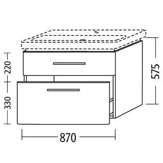 sanibel 5001 Waschtisch-Unterbau KF20655 Griff 2 Auszüge 870x575x455mm Linde-Hell – Bild 3