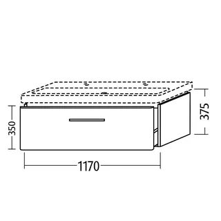 sanibel 5001 Waschtisch-Unterbau KF21755 Griff 1 Auszug 1170x375x455mm Linde-Hell – Bild 2