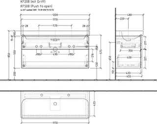 sanibel 5001 Waschtisch-Unterbau KF20855 Griff 2 Auszüge 1170x575x455mm Linde-Hell – Bild 2