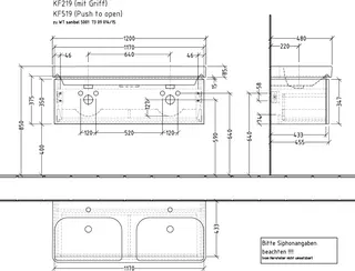 sanibel 5001 DWT-Unterbau KF21955 Griff 1 Auszug 1170x375x455mm Linde-Hell – Bild 3