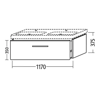 sanibel 5001 DWT-Unterbau KF21955 Griff 1 Auszug 1170x375x455mm Linde-Hell – Bild 2