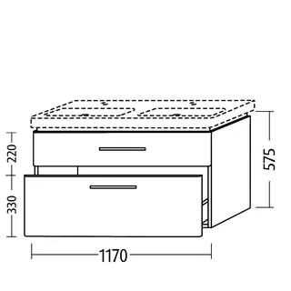 sanibel 5001 DWT-Unterbau KF21050 Griff 2 Auszüge 1170x575x455mm Eiche-Tabak – Bild 3
