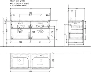 sanibel 5001 DWT-Unterbau KF22001 Griff 4 Auszüge 1170x575x455mm Weiß-Matt/Soft – Bild 2