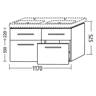 sanibel 5001 DWT-Unterbau KF22055 Griff 4 Auszüge 1170x575x455mm Linde-Hell – Bild 3