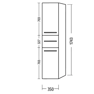 sanibel 5001 Hochschrank KF13067R Griff 2T/1AZ rechts 350x1743x340mm Sandgrau-Matt – Bild 2
