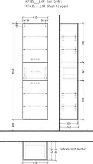 sanibel 5001 Hochschrank KF13578L Griff 2T/1AZ links 450x1743x340mm Weiß-Glanz – Bild 2