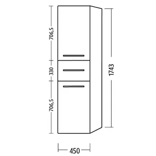 sanibel 5001 Hochschrank KF13579R Griff 2T/1AZ rechts 450x1743x340mm Anthrazit-Glanz – Bild 2